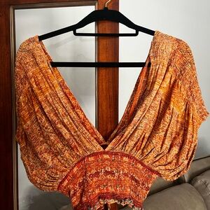 Free People Multicolor Textured Blouse